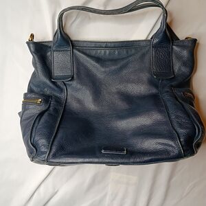Fossil Used  Navy Blue Leather Tote Bag Womens